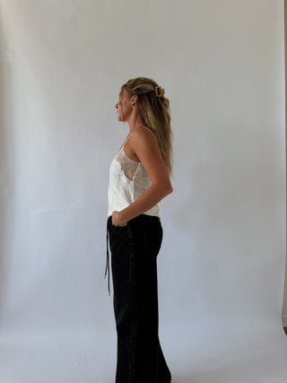 Cream Satin Lace Cami Top -