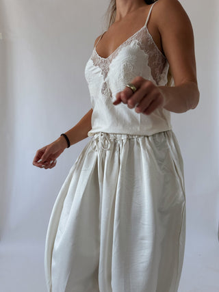 Cream Satin Lace Cami Top -