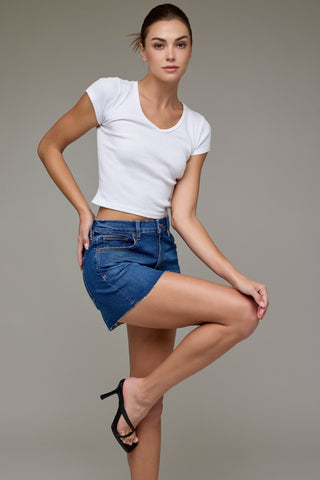 Dark Wash High Rise Shorts - 