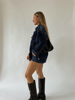 Dark Wash Oversized Denim Jacket - 