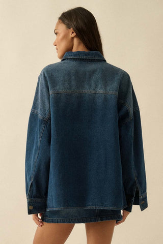 Dark Wash Oversized Denim Jacket - 