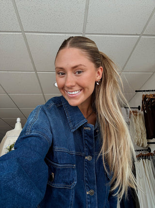 Dark Wash Oversized Denim Jacket - 