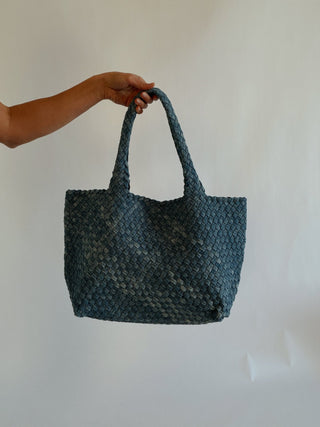 Denim Woven Tote Bag - 