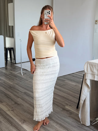 Essential Off Shoulder Top - Butter Yellow -