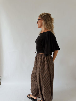 Flutter Sleeve Tie Top - Black -