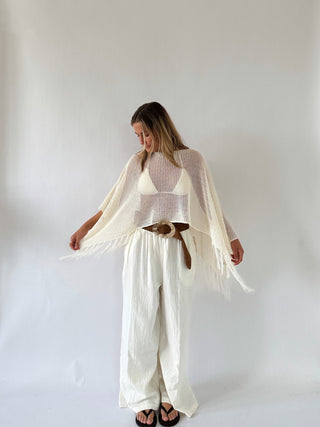 Fringe Hem Poncho Top - 
