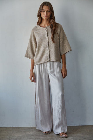 Grey Short Sleeve Cardigan - 