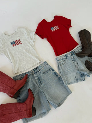 Heather Grey USA T Shirt - 