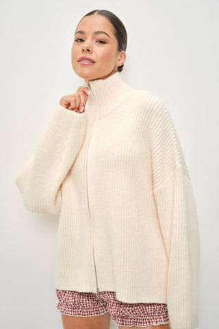 Ivory Double Zip Sweater -