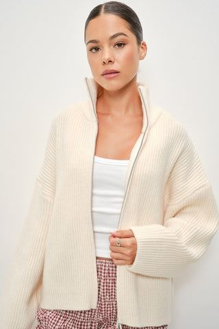 Ivory Double Zip Sweater -