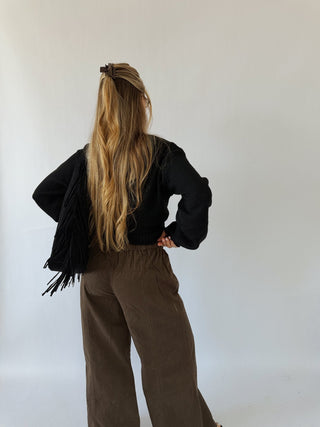 Jude Wide Leg Brown Denim Pants -