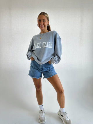Lake Ozark Corded Crew - Faded Denim - 