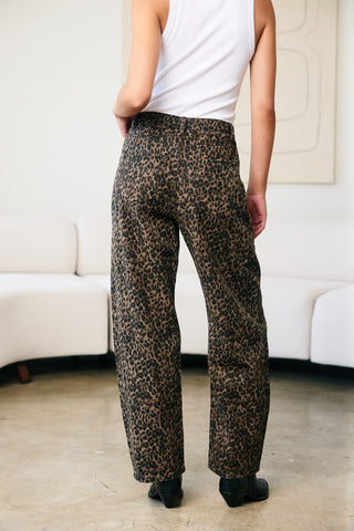 Leopard Barrel Jeans - 