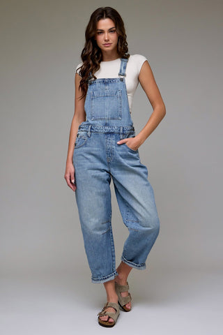 Light Wash Barrel Overalls -