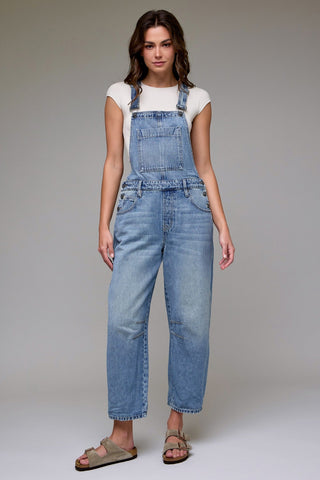 Light Wash Barrel Overalls -