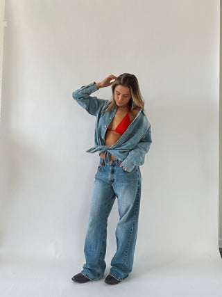 Lightweight Denim Button Up Shirt - 