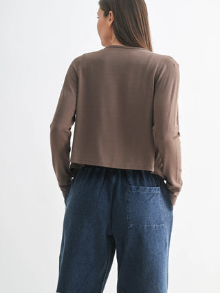 Long Sleeve Tie Top - Black - 