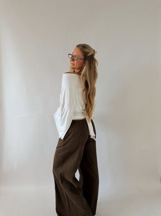 Long Sleeve Tie Top - Ivory -