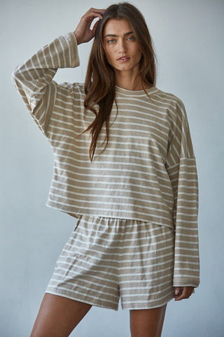 Lounge Striped Long Sleeve Top - 