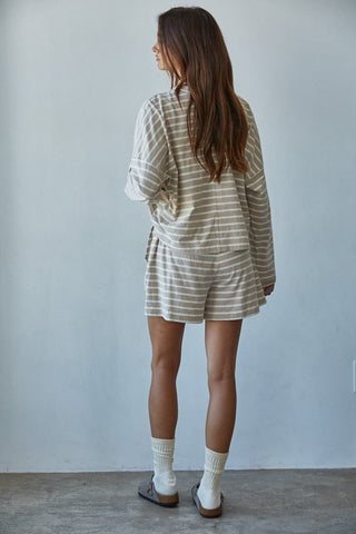 Lounge Striped Long Sleeve Top - 