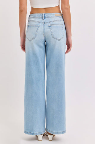 Low Rise Wide Leg Jeans - Light Wash - 