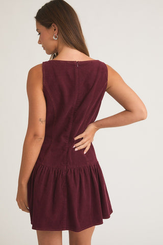 Low Waist Burgundy Mini Dress - 