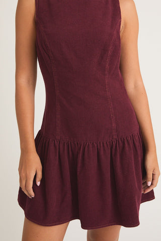 Low Waist Burgundy Mini Dress - 