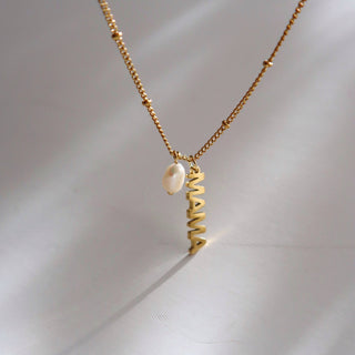 MAMA Pearl Charm Necklace - 