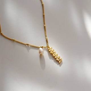 MAMA Pearl Charm Necklace - 