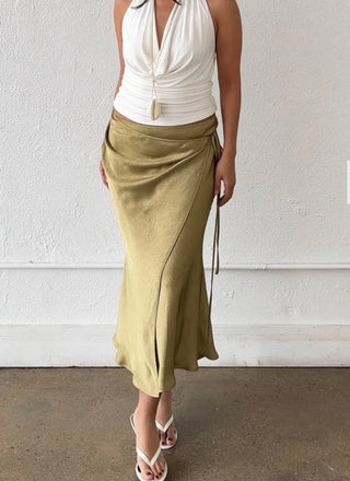 Matcha Midi Wrap Skirt -