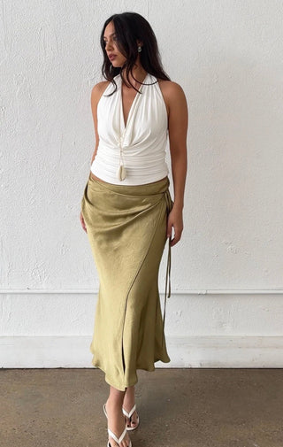 Matcha Midi Wrap Skirt -