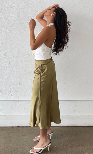 Matcha Midi Wrap Skirt -