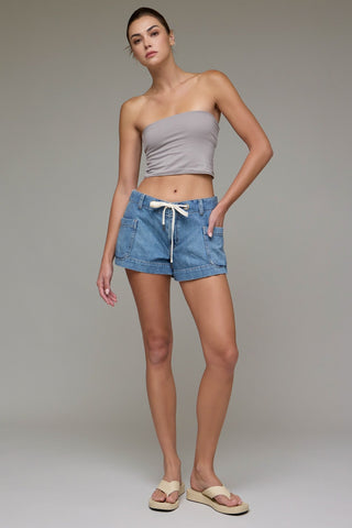 Medium Wash Drawstring Shorts - 