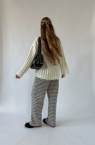 Navy Blue Striped Pants - 