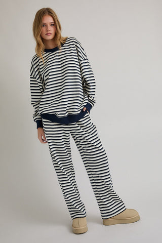 Navy Blue Striped Pants - 