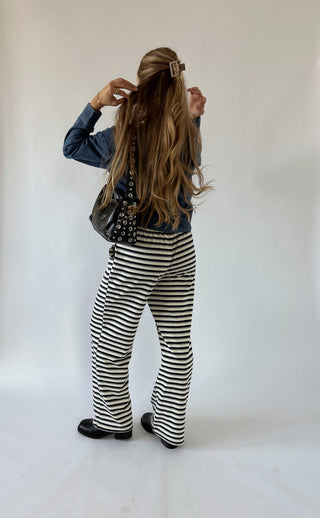 Navy Blue Striped Pants - 