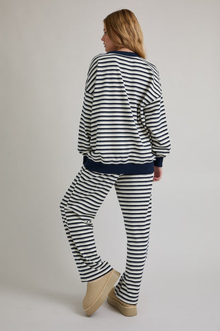 Navy Blue Striped Pants - 