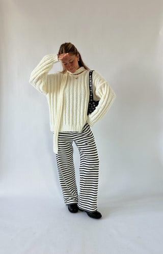 Navy Blue Striped Pants - 