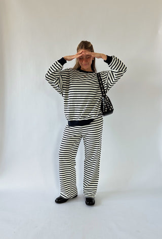 Navy Blue Striped Pants - 