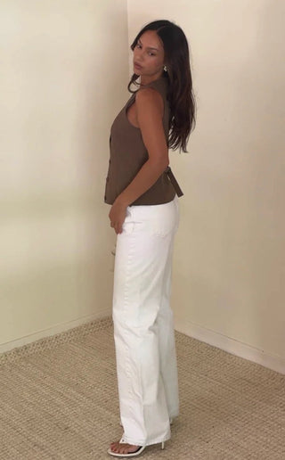 Olive Button Down Vest - 