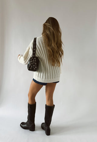 Oversized Cream Scarf Sweater - 