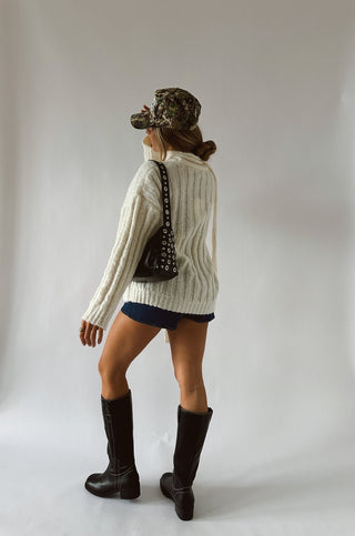 Oversized Cream Scarf Sweater - 