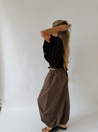 Plaid Balloon Drawstring Pant -