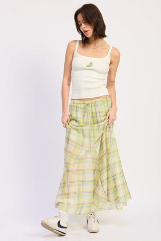 Plaid Maxi Skirt - 