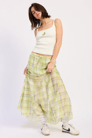 Plaid Maxi Skirt - 