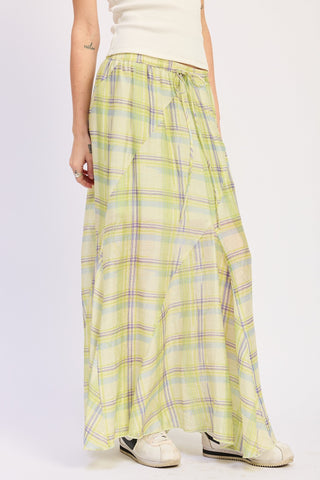 Plaid Maxi Skirt - 