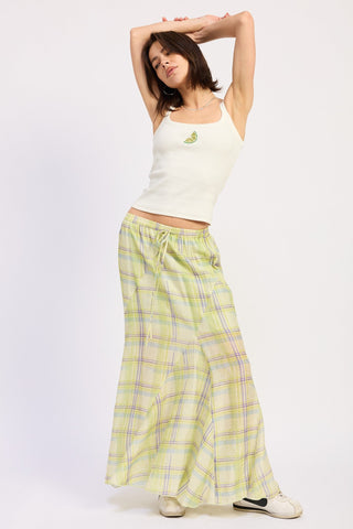 Plaid Maxi Skirt - 