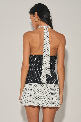 Polka Dot Halter Mini Dress -