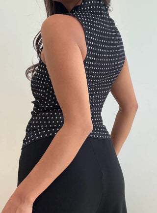 Polka Dot High Neck Top - 