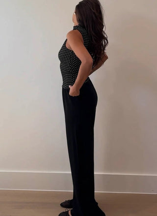 Polka Dot High Neck Top - 